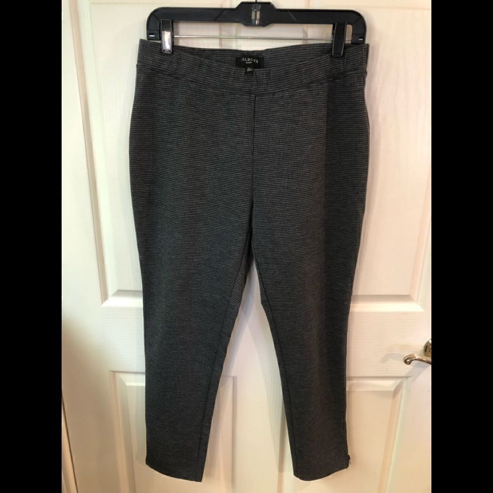 Talbots houndstooth stretch pants with ankle zippers